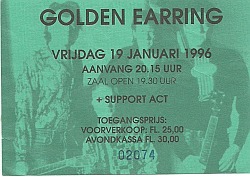 Golden Earring show ticket#2074 January 19 1996 Arnhem - Rijnhal